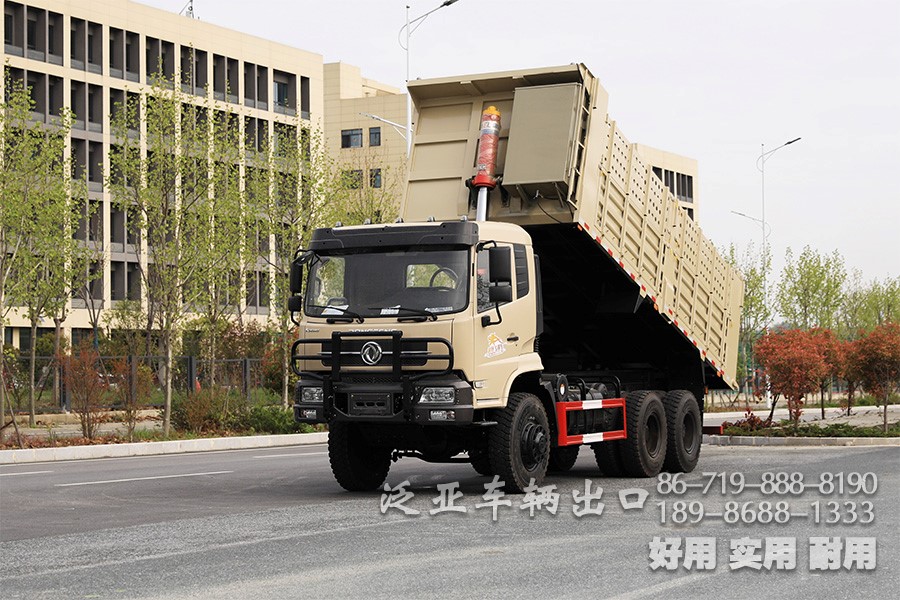 后八轮260马力全驱自卸车_东风六驱6x6越野自卸卡车_高栏三桥自卸车配置报价